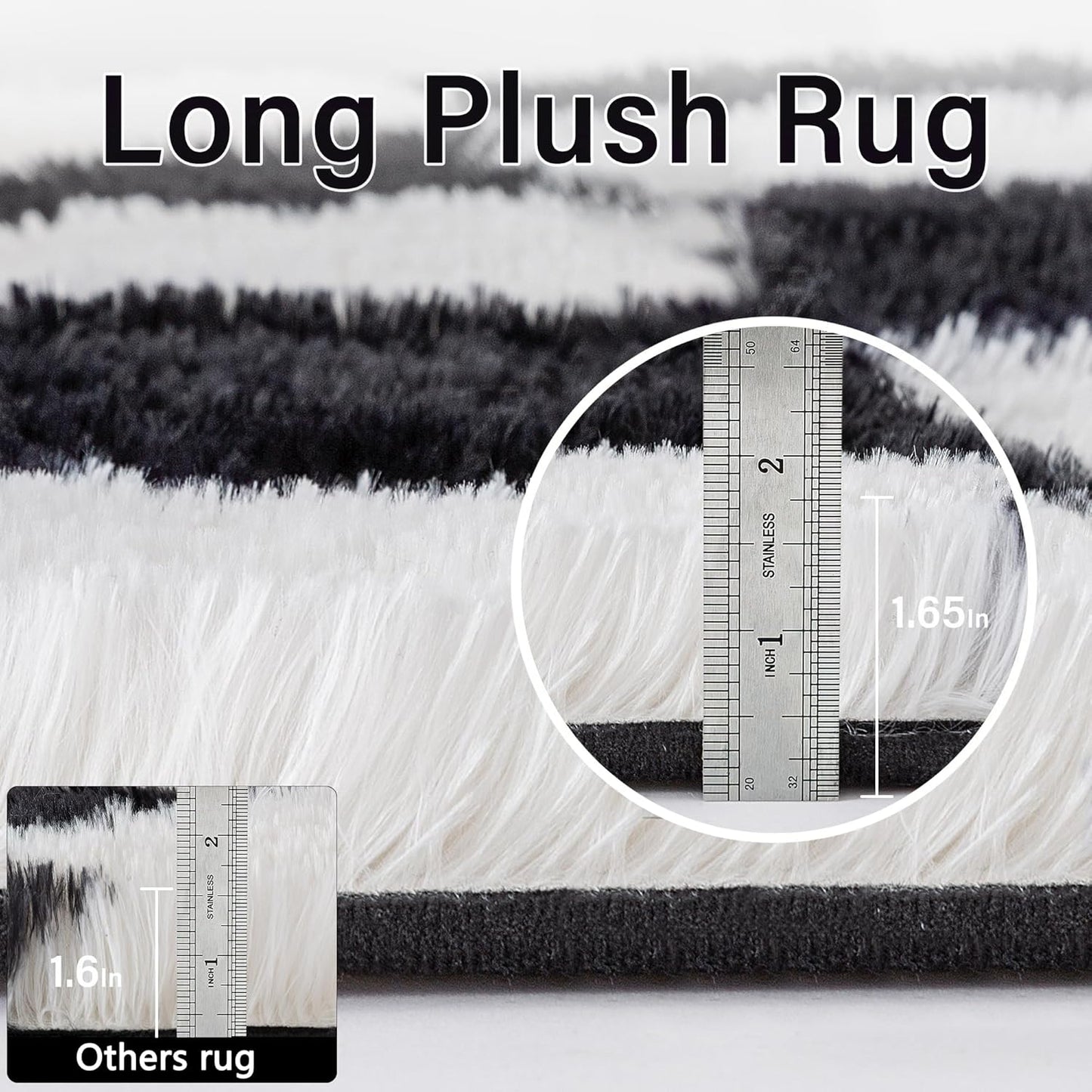 Checkered Rug 8x10 for Living Room, Black and White Modern Shag Rug Washable Non-Slip Large Area Rug Super Soft Indoor Fuzzy Carpet Fluffy Rugs for Bedroom Home Aesthetic Decor