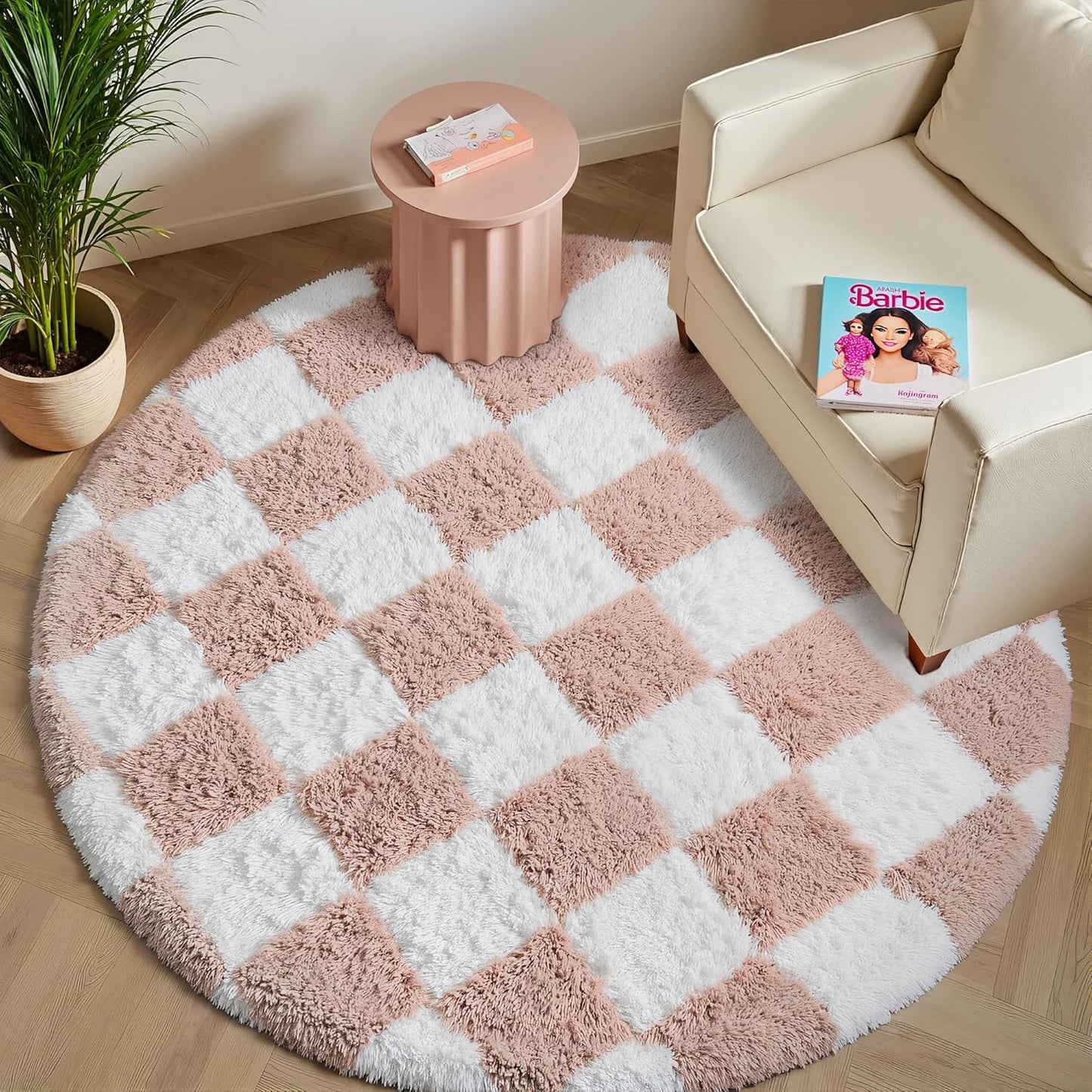 Checkered Rug 8x10 for Living Room, Black and White Modern Shag Rug Washable Non-Slip Large Area Rug Super Soft Indoor Fuzzy Carpet Fluffy Rugs for Bedroom Home Aesthetic Decor