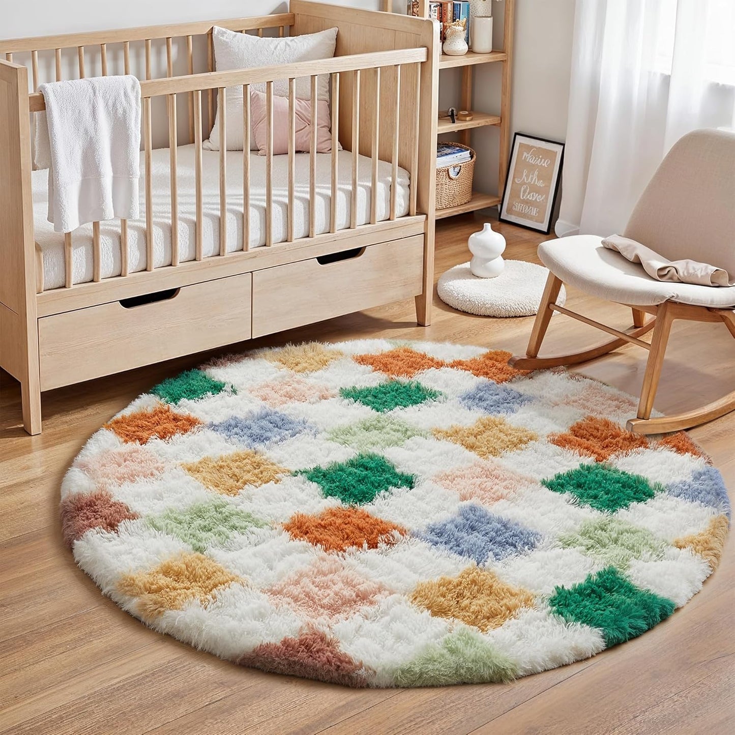 Checkered Rug 8x10 for Living Room, Black and White Modern Shag Rug Washable Non-Slip Large Area Rug Super Soft Indoor Fuzzy Carpet Fluffy Rugs for Bedroom Home Aesthetic Decor