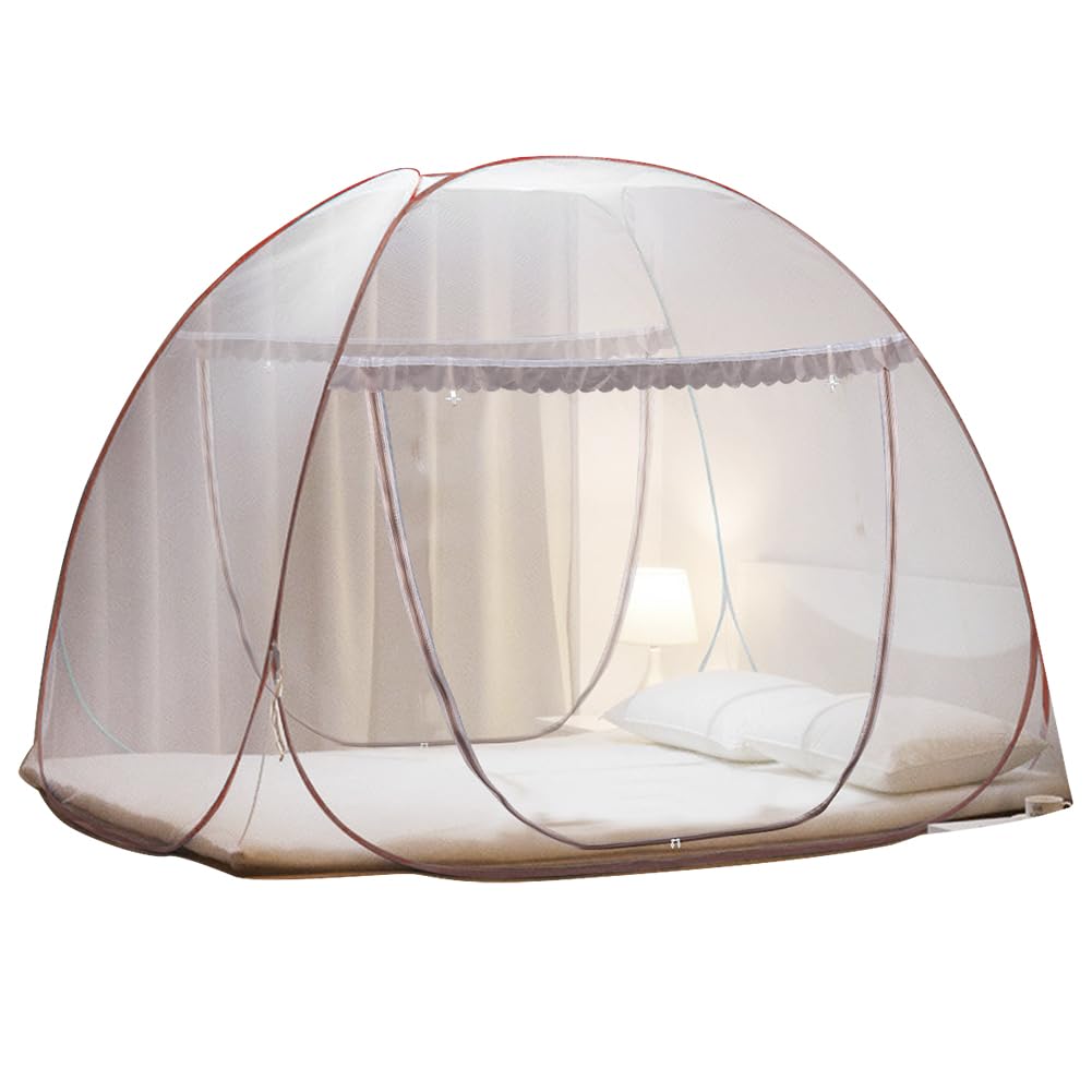 AMMER Pop-Up Mosquito Net Tent for Beds Portable Folding Design with Net Bottom for Baby Adults Trip (79 x71x59 inch)