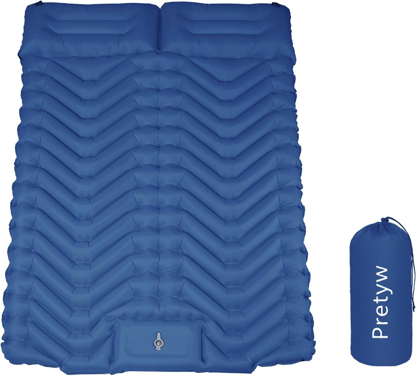 Double Sleeping Pad for Camping - Ultralight Camping Mattress with Pillow, Built-in Foot Pump, Compact Inflatable 2-Person Portable Mat for Backpacking, Hiking, Car Traveling, Beach, Tent