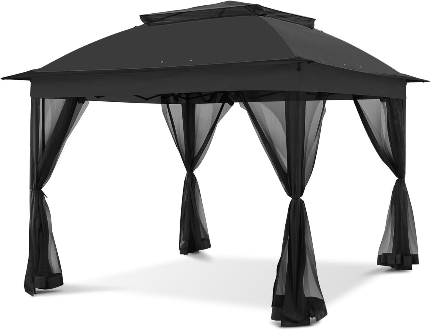 COOS BAY 11x11 Pop Up Instant Gazebo Tent with Mosquito Netting Outdoor Canopy Shelter with 121 Square Feet of Shade (Beige)
