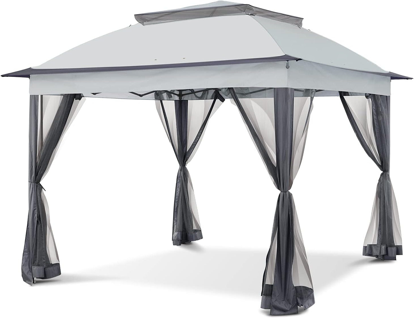 COOS BAY 11x11 Pop Up Instant Gazebo Tent with Mosquito Netting Outdoor Canopy Shelter with 121 Square Feet of Shade (Beige)