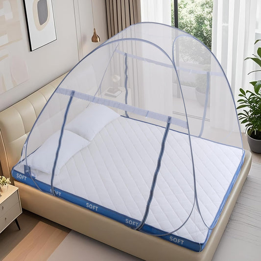 lazyzzz Pop-Up Mosquito Net Tent for Bed,Portable Folding Design Outdoor Camping Tent with Net Bottom for Baby Adults, Easy to Install and Wash for King Queen Size Bed 79 x 59 x 59 inch
