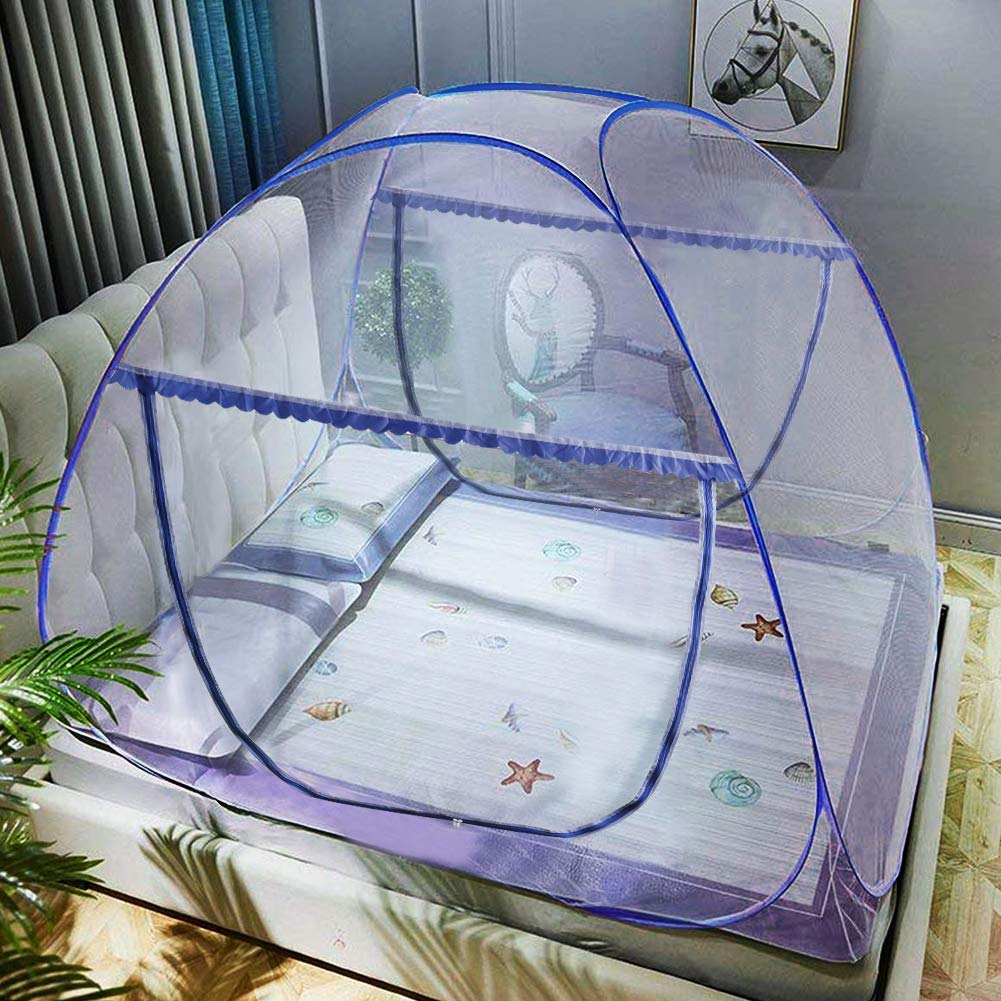 AMMER Pop-Up Mosquito Net Tent for Beds Portable Folding Design with Net Bottom for Baby Adults Trip (79 x71x59 inch)