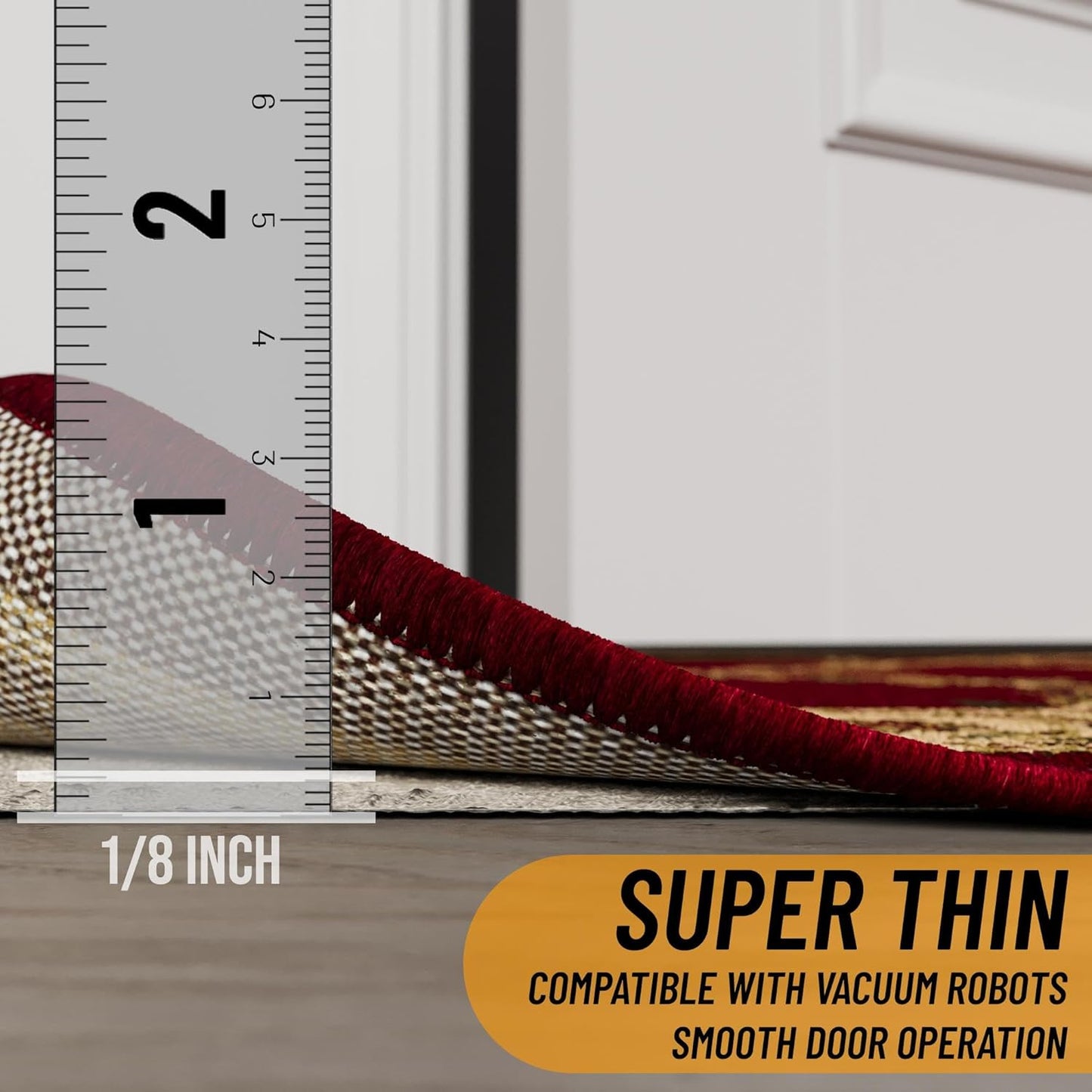 Ottomanson Non Slip Rug Pad Grip 8x12 1/8 Thick, Protection for Any Flooring Surface, Keep Your Runner Rug and Area Rugs in Place, 7'8" x 12', Beige