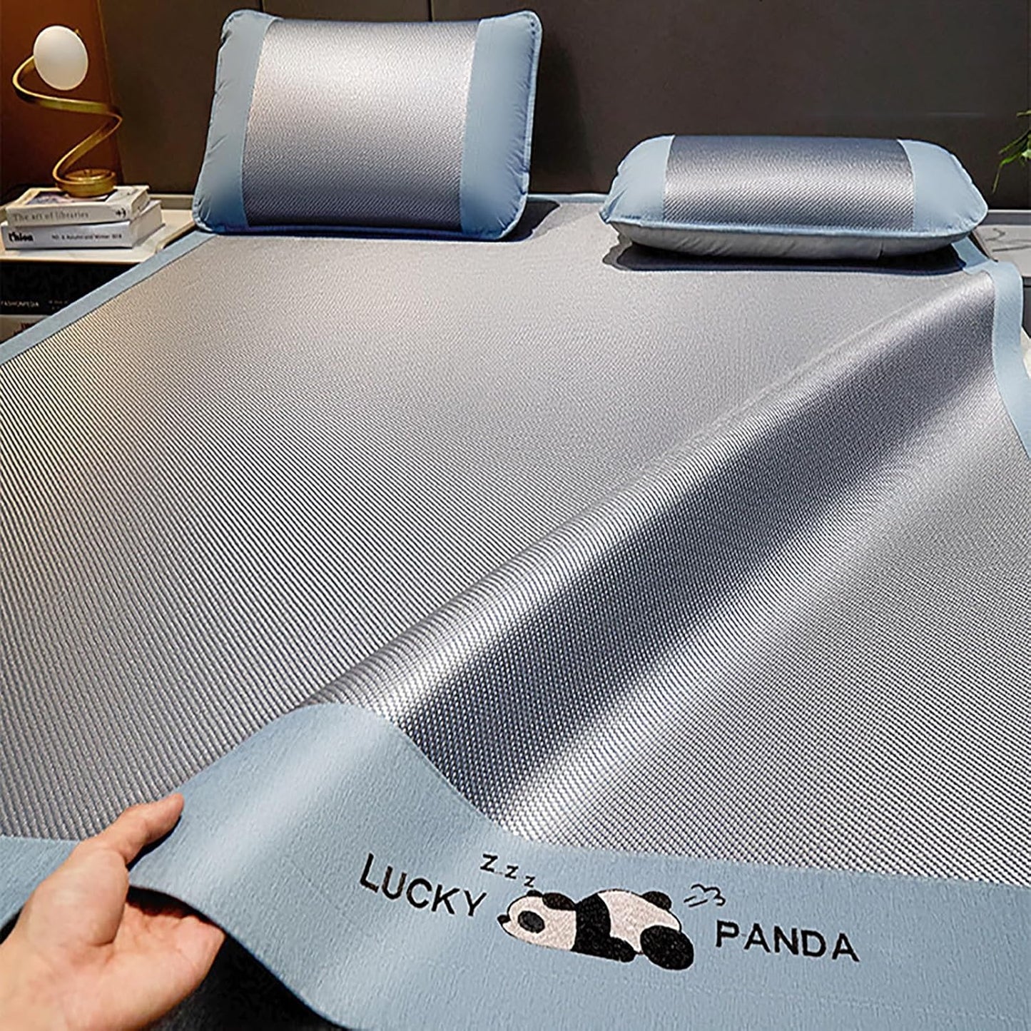 Rattan Summer Cooling Sleeping Mat, Foldable Rattan Cooling Bed Mat with Pillowcase, Smooth Breathable Bed Mat Ice Silk Floor Mat, Reversible Absorb Sweat/Cool Pad, Easy to Clean for School Dormitory