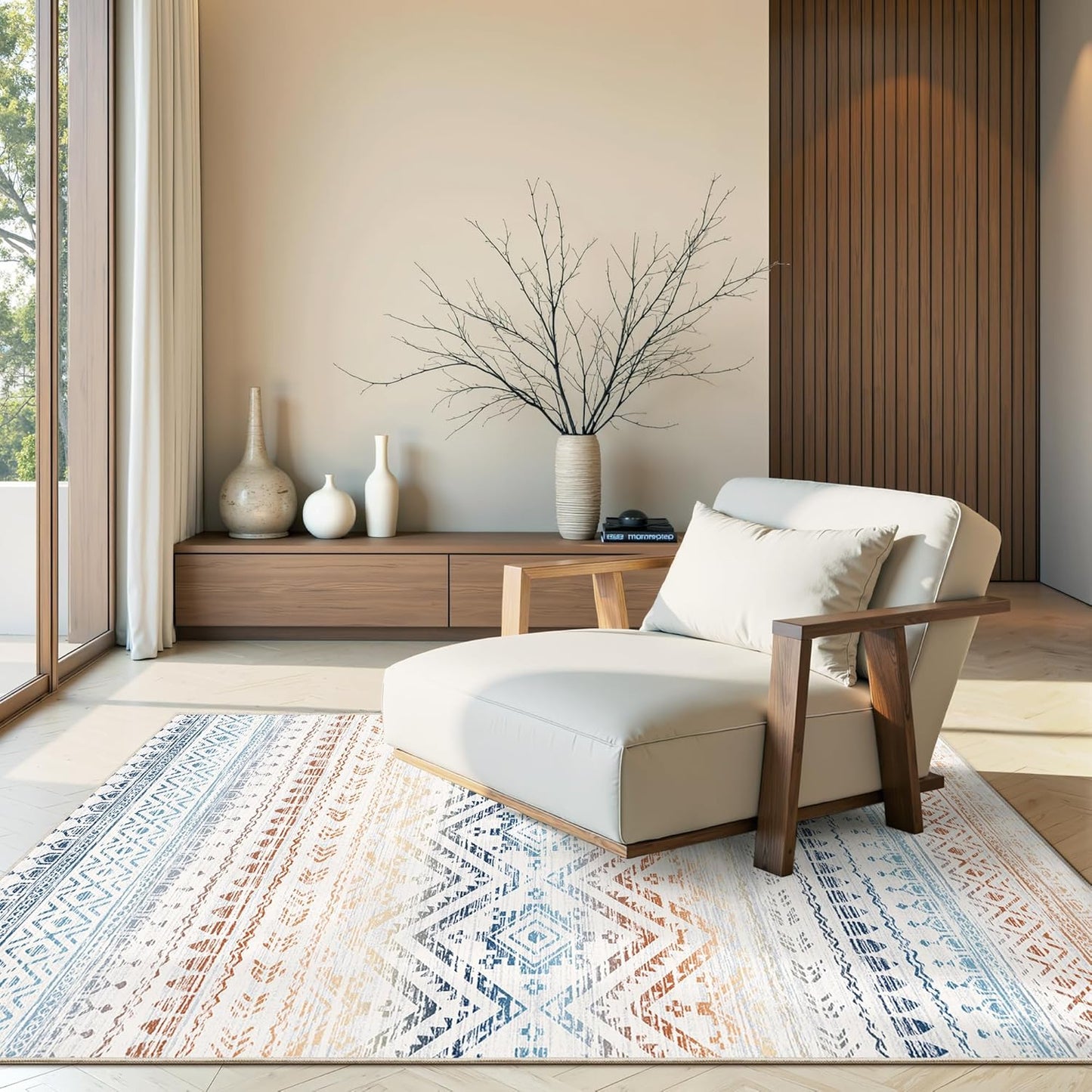 8x10 Area Rug for Living Room Moroccan Washable Rugs Non Slip Indoor Floor Carpet Foldable Large Soft Area Rug for Dining Room Bedroom with Low Pile(Grey,8'x10')