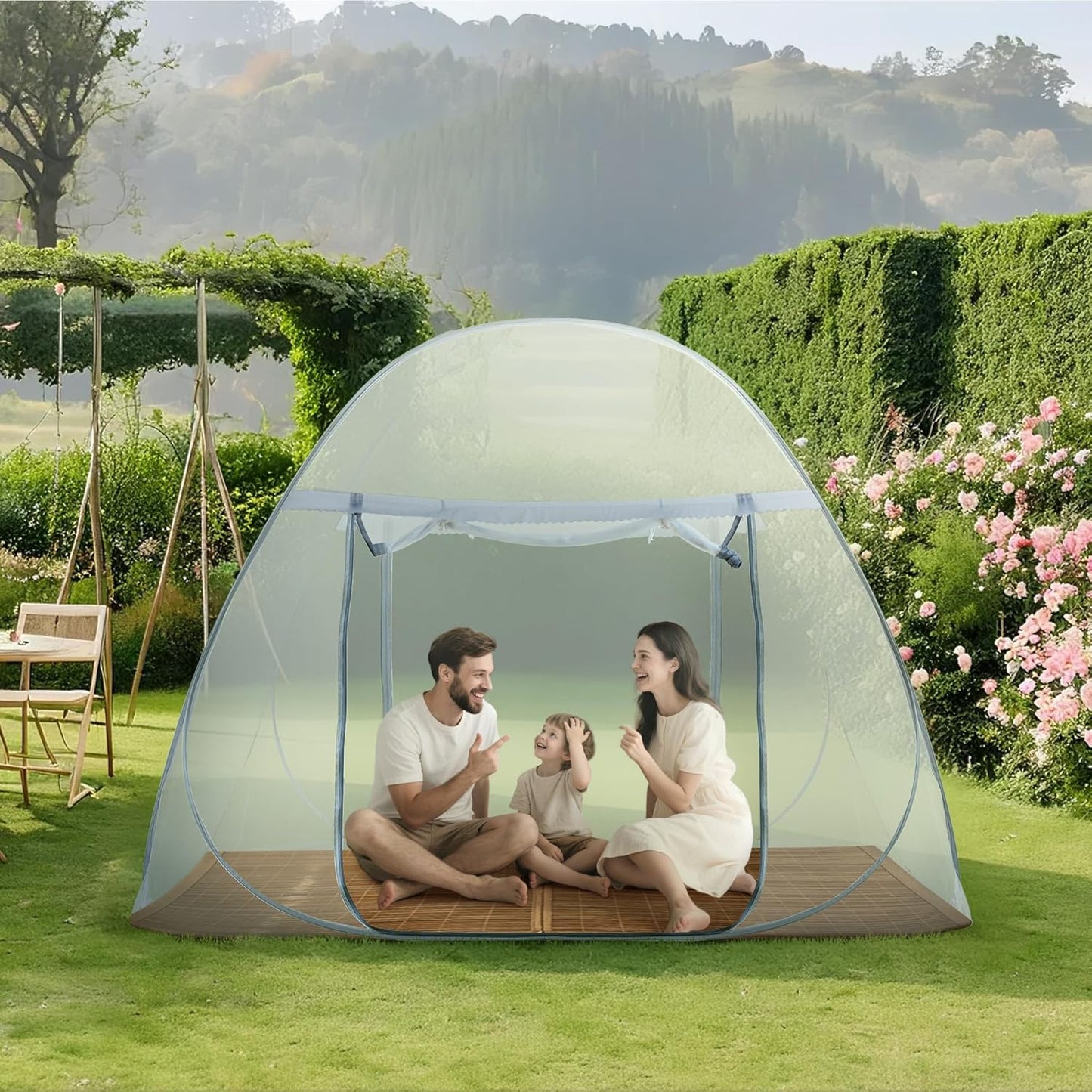 lazyzzz Pop-Up Mosquito Net Tent for Bed,Portable Folding Design Outdoor Camping Tent with Net Bottom for Baby Adults, Easy to Install and Wash for King Queen Size Bed 79 x 59 x 59 inch
