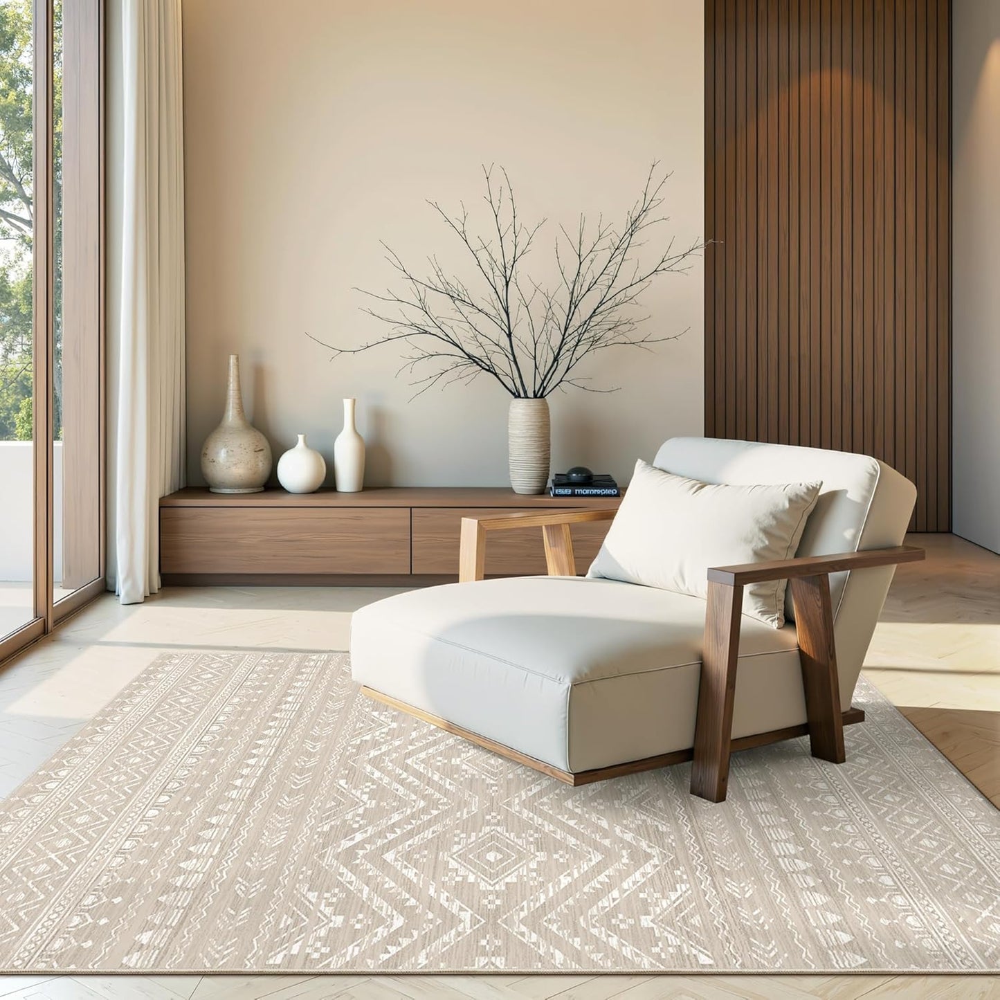 8x10 Area Rug for Living Room Moroccan Washable Rugs Non Slip Indoor Floor Carpet Foldable Large Soft Area Rug for Dining Room Bedroom with Low Pile(Grey,8'x10')