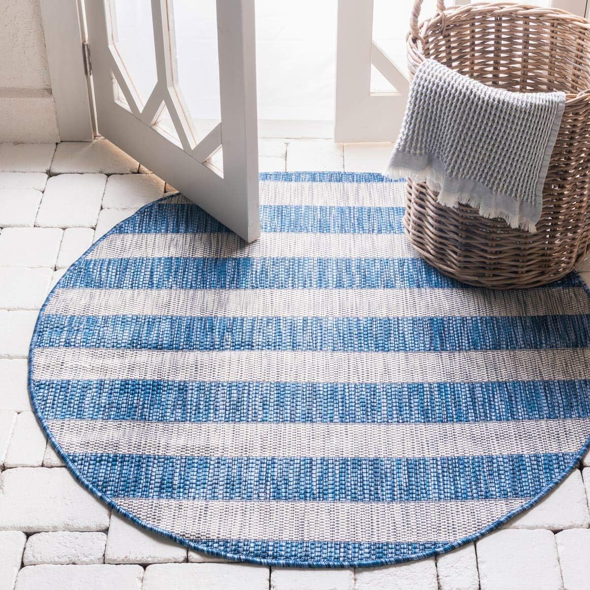 Unique Loom Outdoor Striped Collection Area Rug - Distressed Stripe (9' x 12' Rectangle, Green/ Gray)