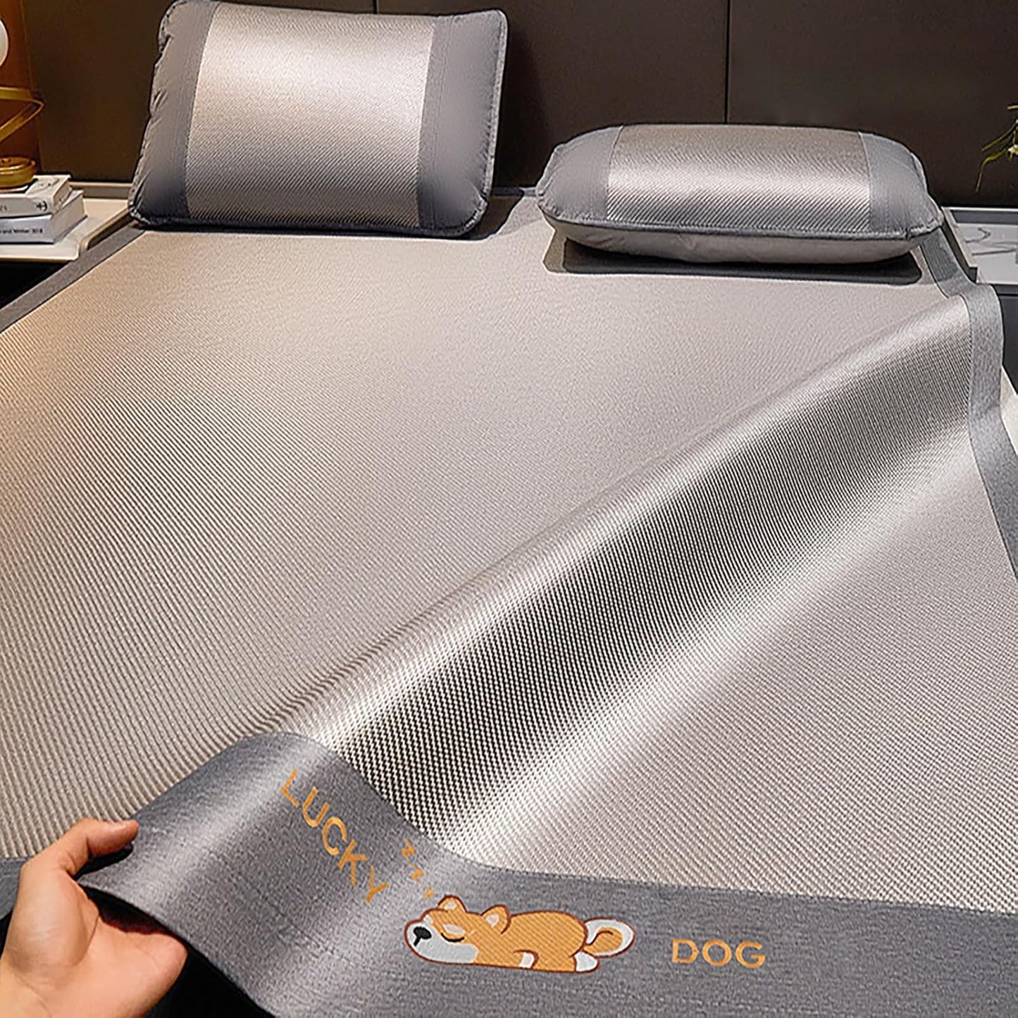 Rattan Summer Cooling Sleeping Mat, Foldable Rattan Cooling Bed Mat with Pillowcase, Smooth Breathable Bed Mat Ice Silk Floor Mat, Reversible Absorb Sweat/Cool Pad, Easy to Clean for School Dormitory