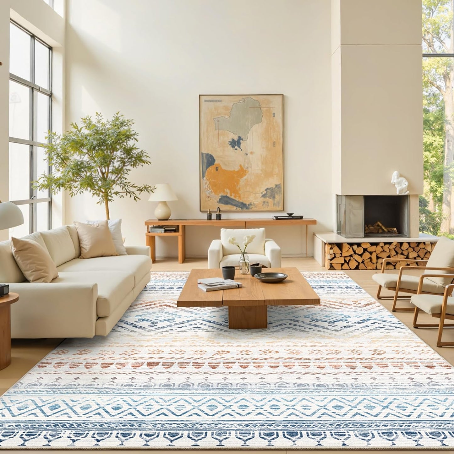 8x10 Area Rug for Living Room Moroccan Washable Rugs Non Slip Indoor Floor Carpet Foldable Large Soft Area Rug for Dining Room Bedroom with Low Pile(Grey,8'x10')