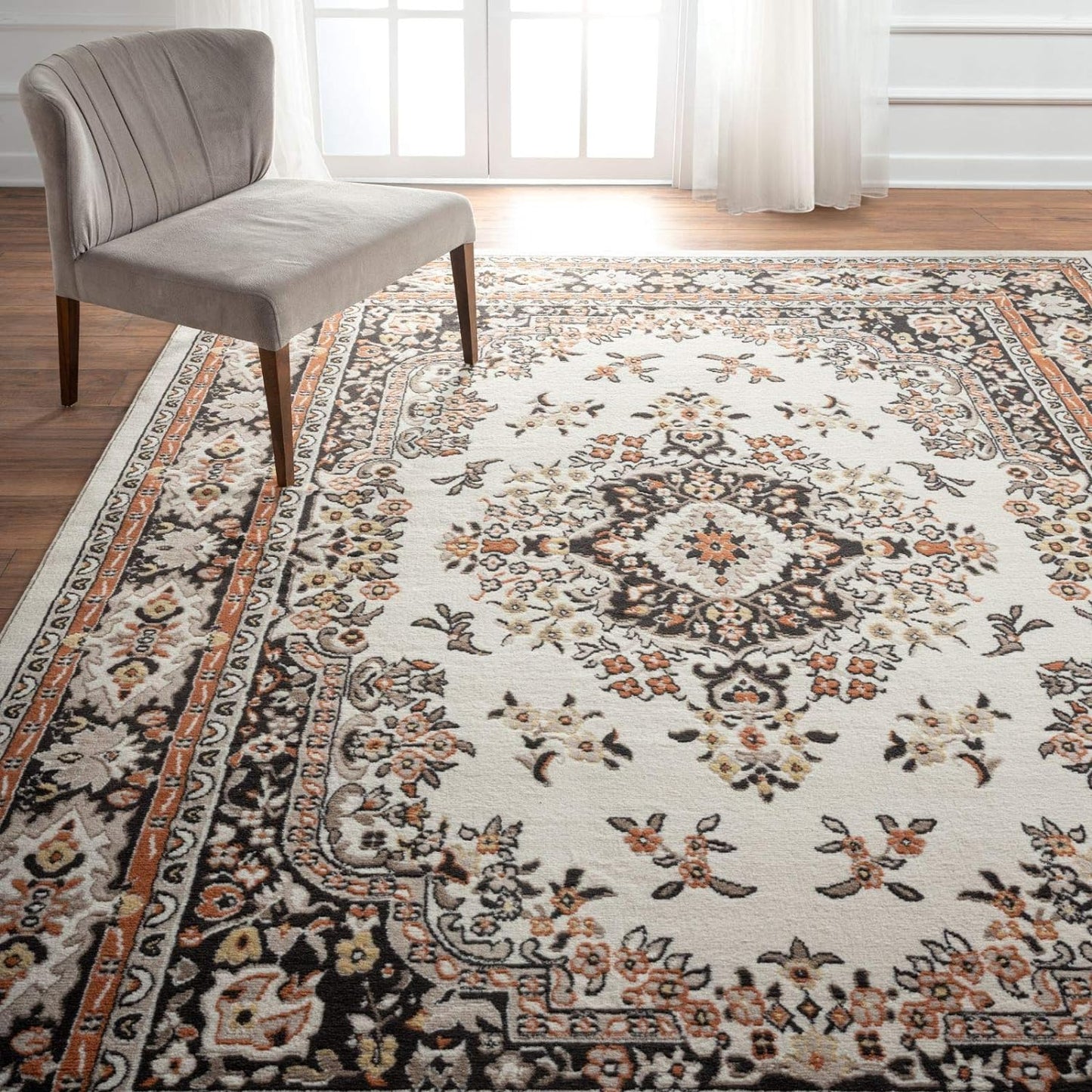 Home Dynamix Premium Sakarya Traditional Medallion Border Area Rug, Claret, 7'8"x10'7" Rectangle