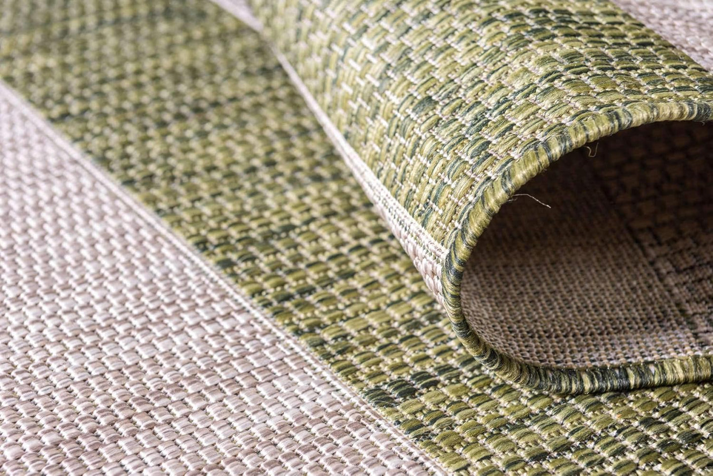 Unique Loom Outdoor Striped Collection Area Rug - Distressed Stripe (9' x 12' Rectangle, Green/ Gray)