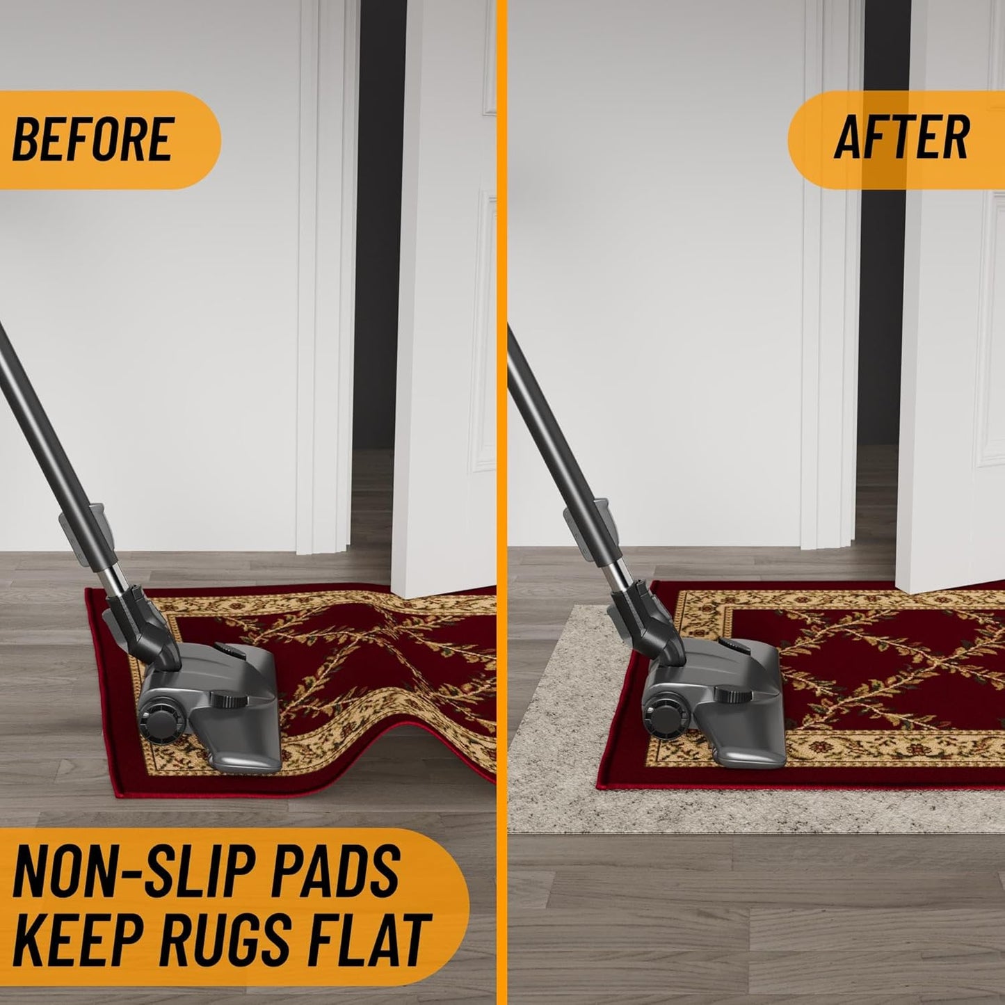 Ottomanson Non Slip Rug Pad Grip 8x12 1/8 Thick, Protection for Any Flooring Surface, Keep Your Runner Rug and Area Rugs in Place, 7'8" x 12', Beige