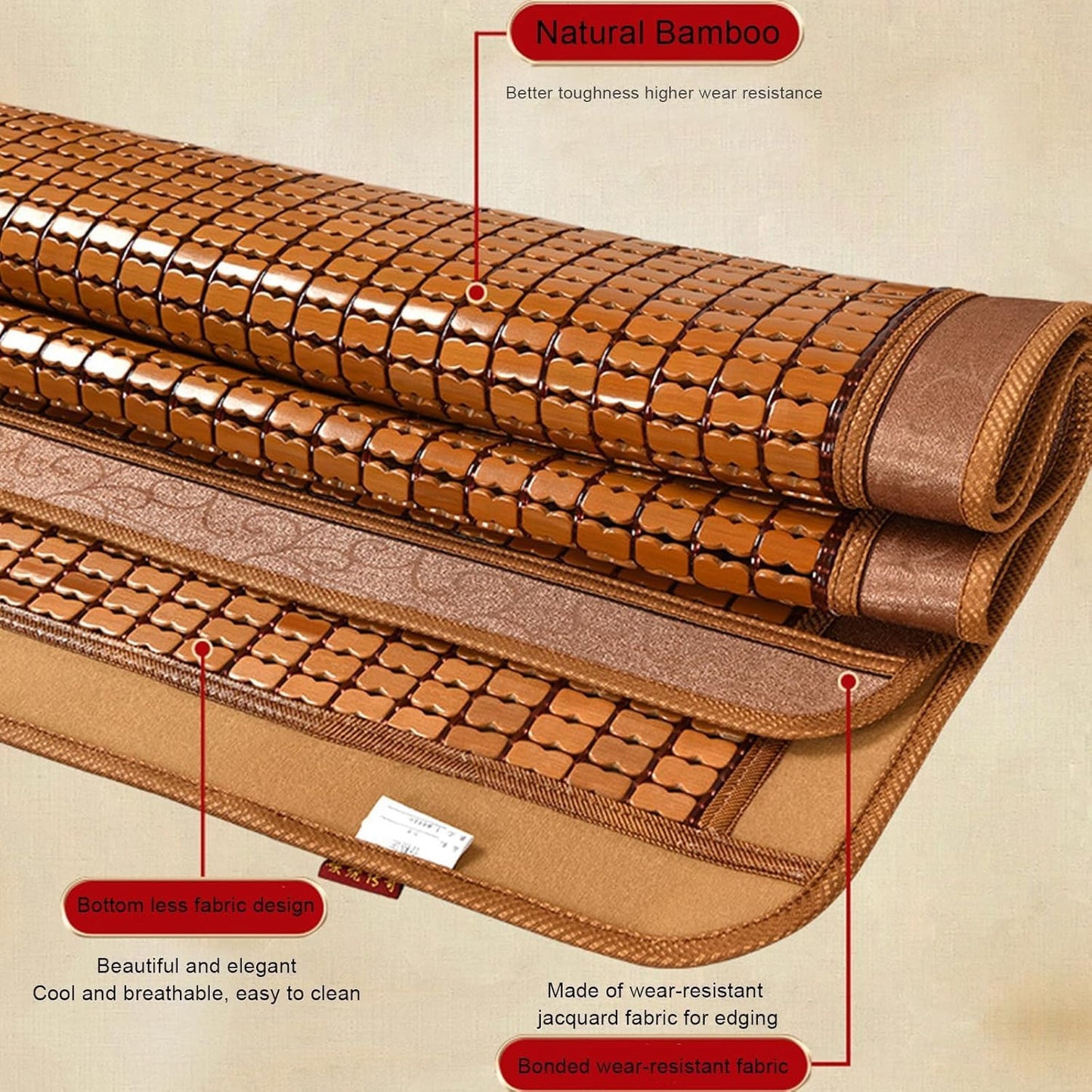 Foldable Summer Sleeping mat, Air Conditioner Mattress Pad,Bamboo Cooling Bed Mattress,Summer Bamboo Sleeping Mat,Insulated Breathable Bed Mat for Home School Dormitory