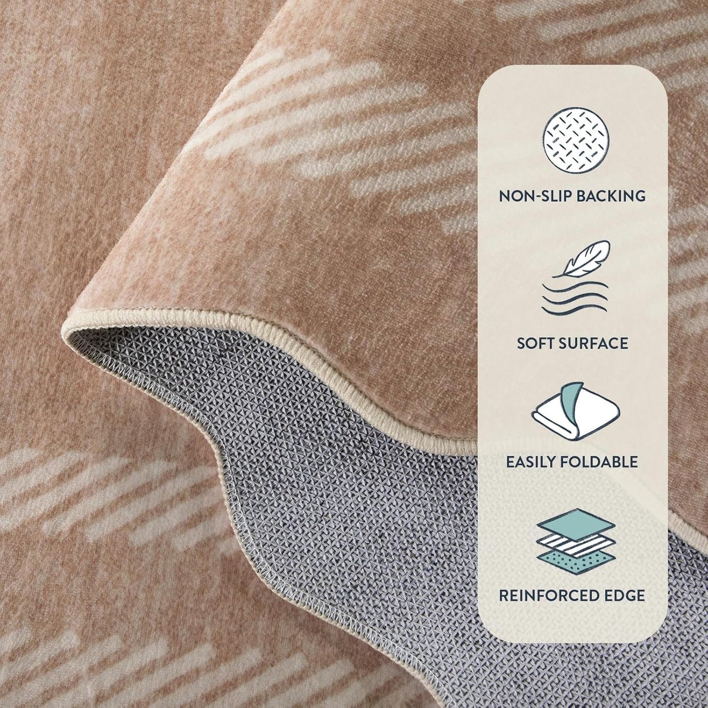 Lahome Scalloped Washable Area Rugs 5x7, Soft Nursery Rug for Bedroom Girls, Modern Bordered Ultra-Thin Non Slip Solid Throw Carpet for Living Room Classroom Office, Mauve/Pink