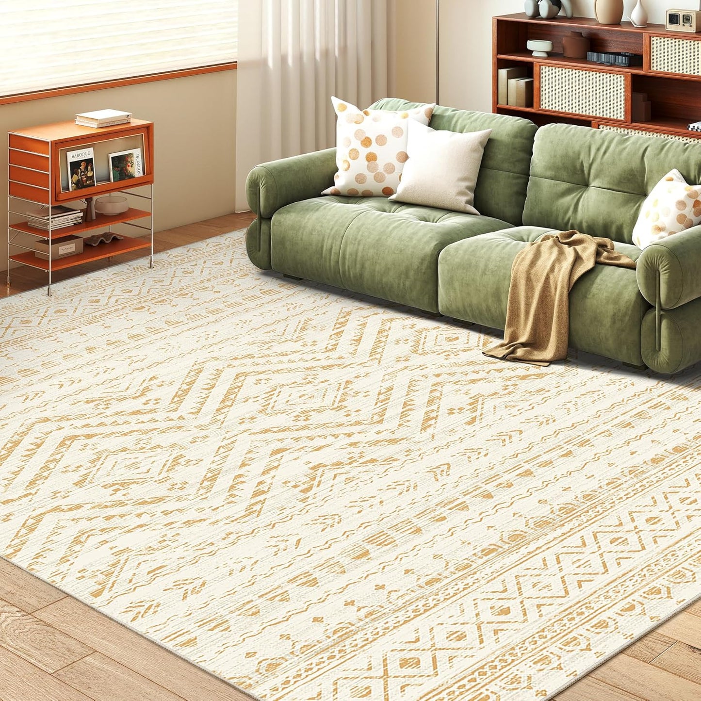 8x10 Area Rug for Living Room Moroccan Washable Rugs Non Slip Indoor Floor Carpet Foldable Large Soft Area Rug for Dining Room Bedroom with Low Pile(Grey,8'x10')