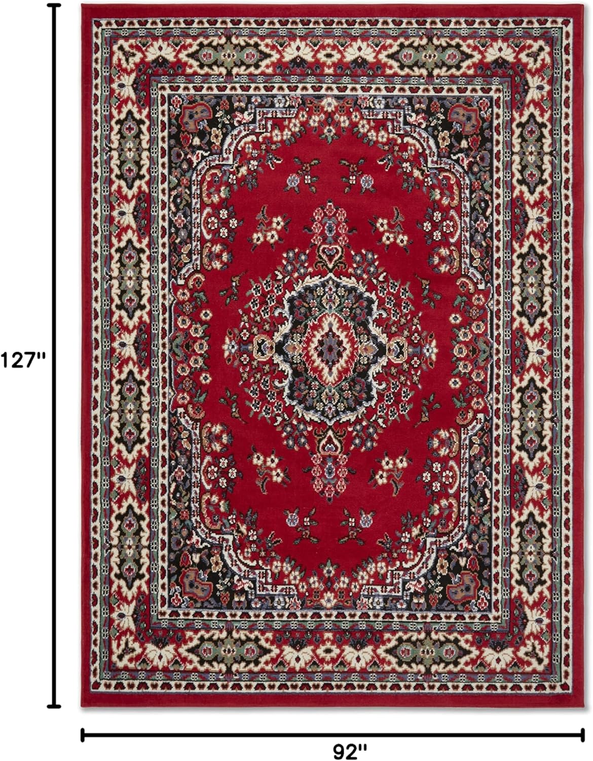 Home Dynamix Premium Sakarya Traditional Medallion Border Area Rug, Claret, 7'8"x10'7" Rectangle