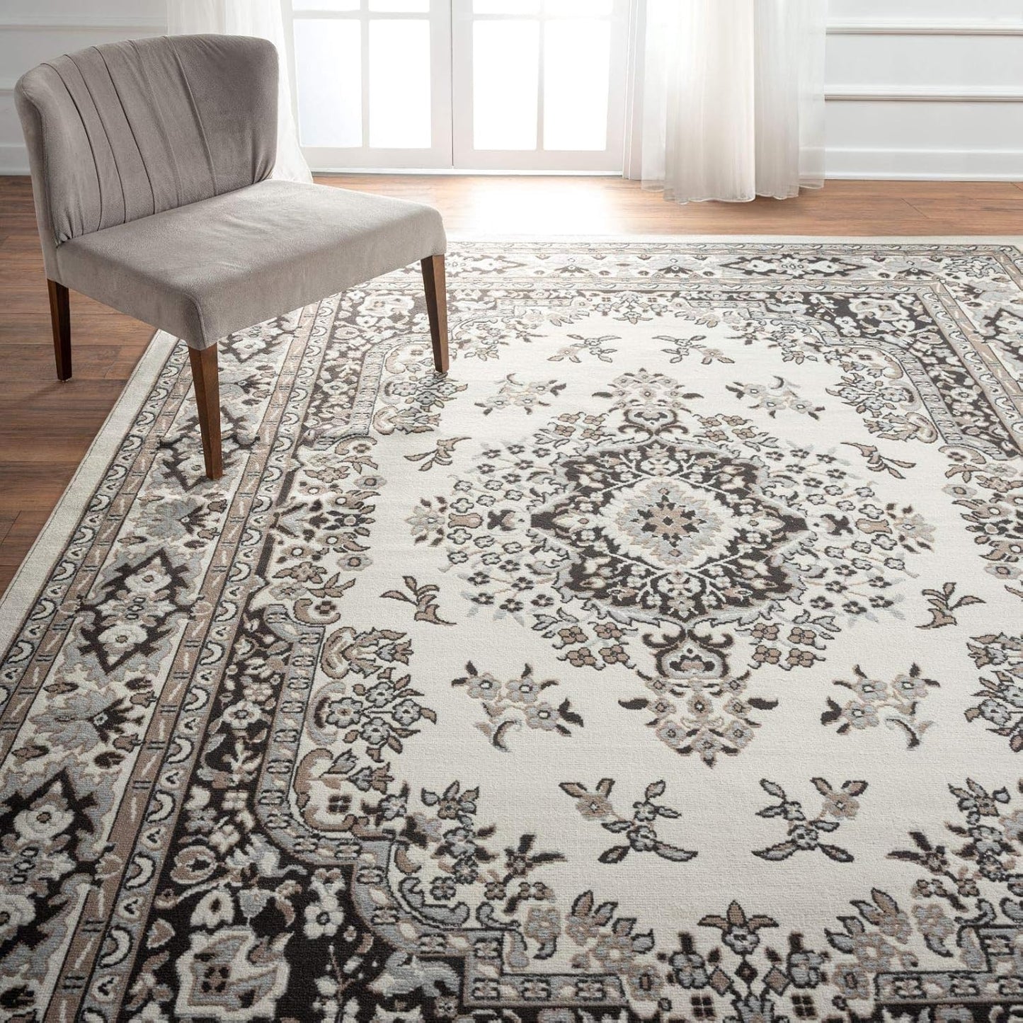 Home Dynamix Premium Sakarya Traditional Medallion Border Area Rug, Claret, 7'8"x10'7" Rectangle