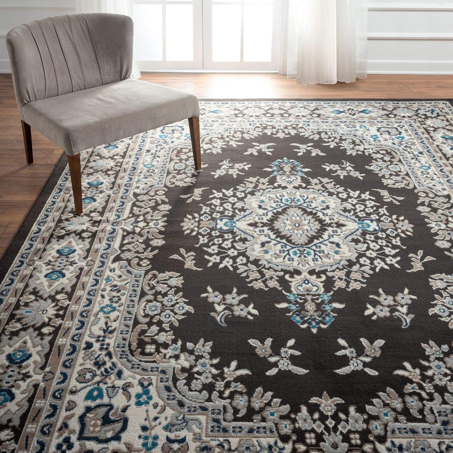 Home Dynamix Premium Sakarya Traditional Medallion Border Area Rug, Claret, 7'8"x10'7" Rectangle