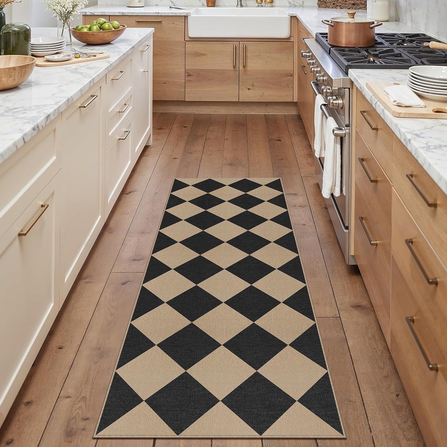5x7 Checkered Easy Jute Area Rug for Living Room Checkerboard Washable Indoor Outdoor Carpet Farmhouse Patio Office Mat Geometric Non Slip Black Carpet for Backyard Dining Room