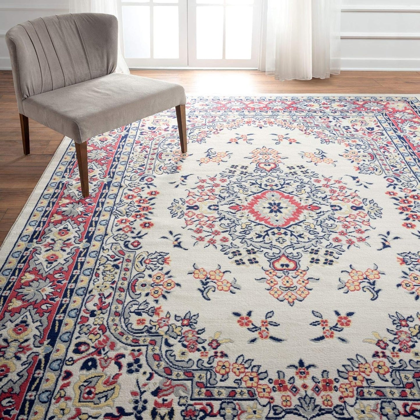 Home Dynamix Premium Sakarya Traditional Medallion Border Area Rug, Claret, 7'8"x10'7" Rectangle
