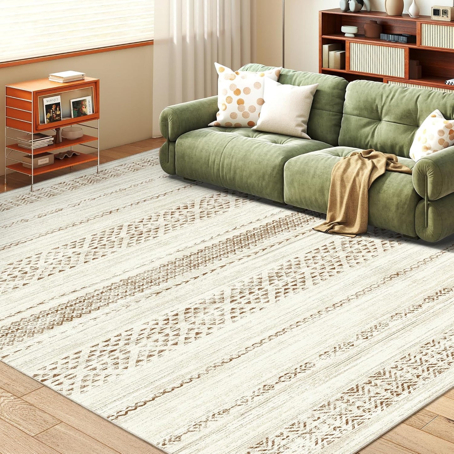 8x10 Area Rug for Living Room Moroccan Washable Rugs Non Slip Indoor Floor Carpet Foldable Large Soft Area Rug for Dining Room Bedroom with Low Pile(Grey,8'x10')