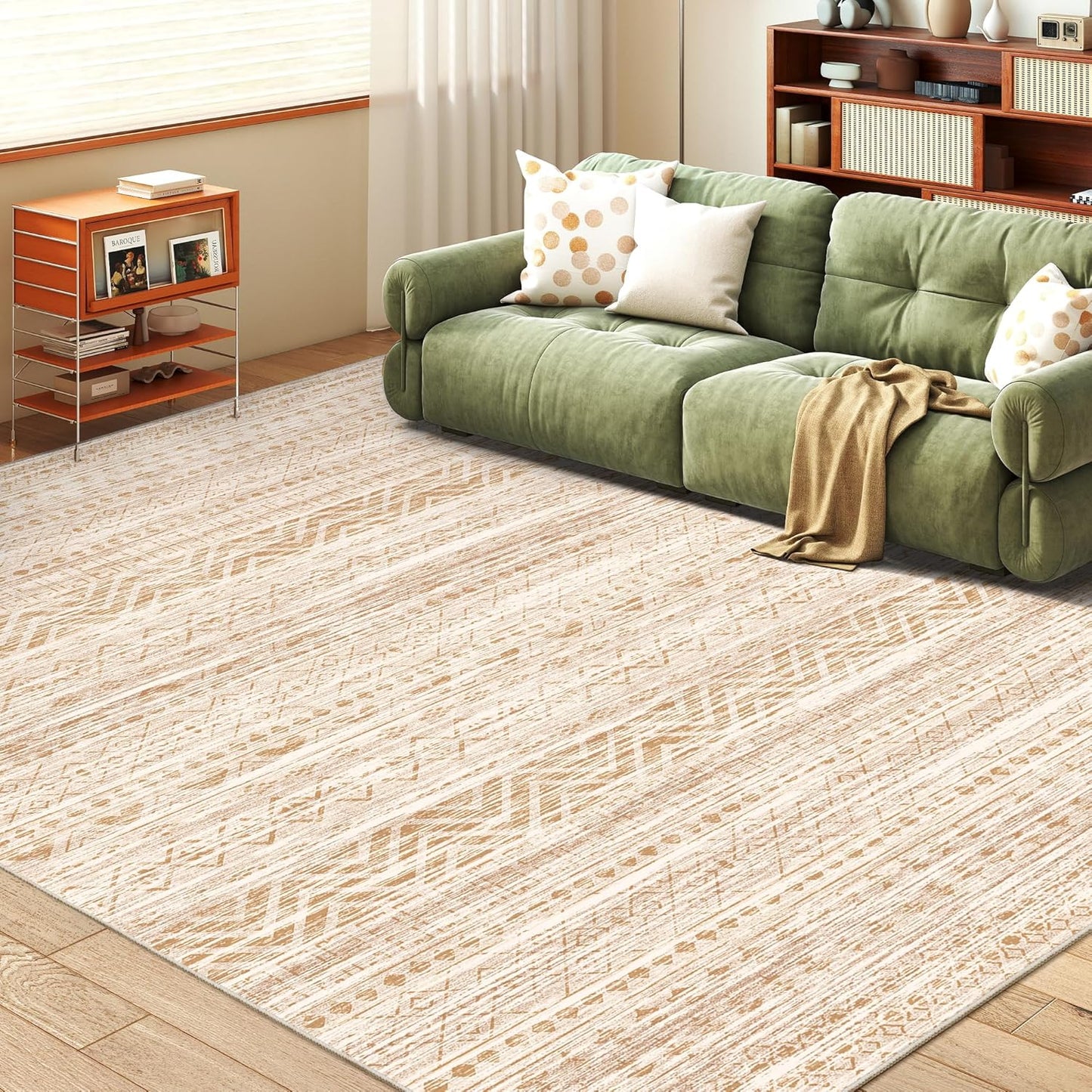 8x10 Area Rug for Living Room Moroccan Washable Rugs Non Slip Indoor Floor Carpet Foldable Large Soft Area Rug for Dining Room Bedroom with Low Pile(Grey,8'x10')