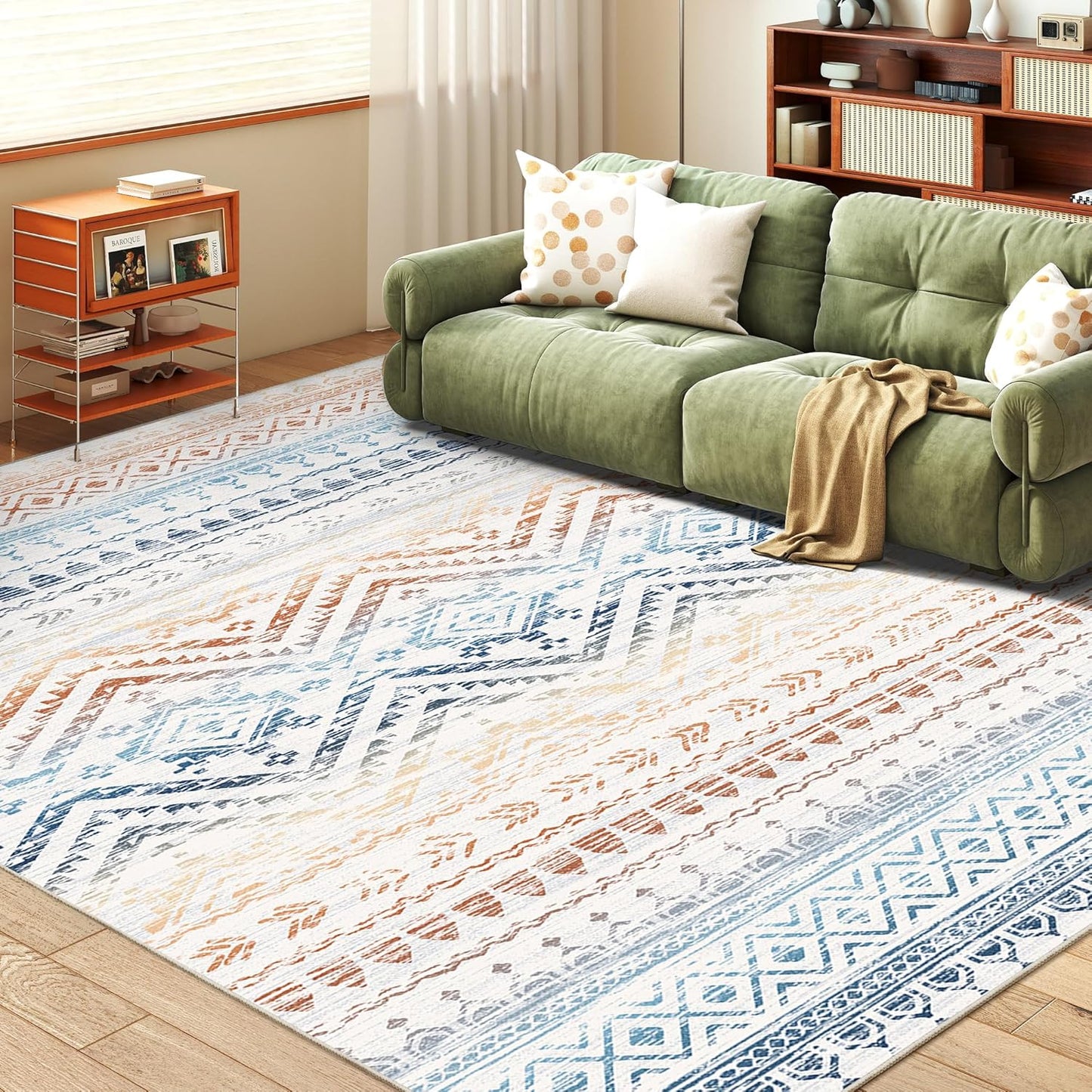 8x10 Area Rug for Living Room Moroccan Washable Rugs Non Slip Indoor Floor Carpet Foldable Large Soft Area Rug for Dining Room Bedroom with Low Pile(Grey,8'x10')