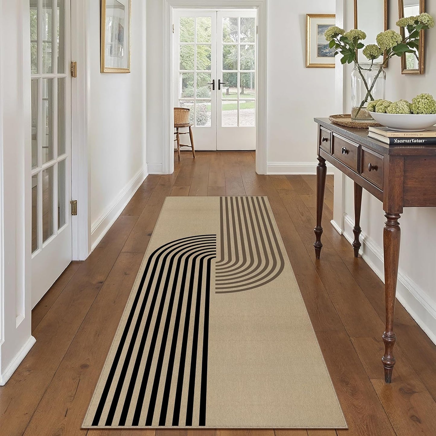5x7 Checkered Easy Jute Area Rug for Living Room Checkerboard Washable Indoor Outdoor Carpet Farmhouse Patio Office Mat Geometric Non Slip Black Carpet for Backyard Dining Room