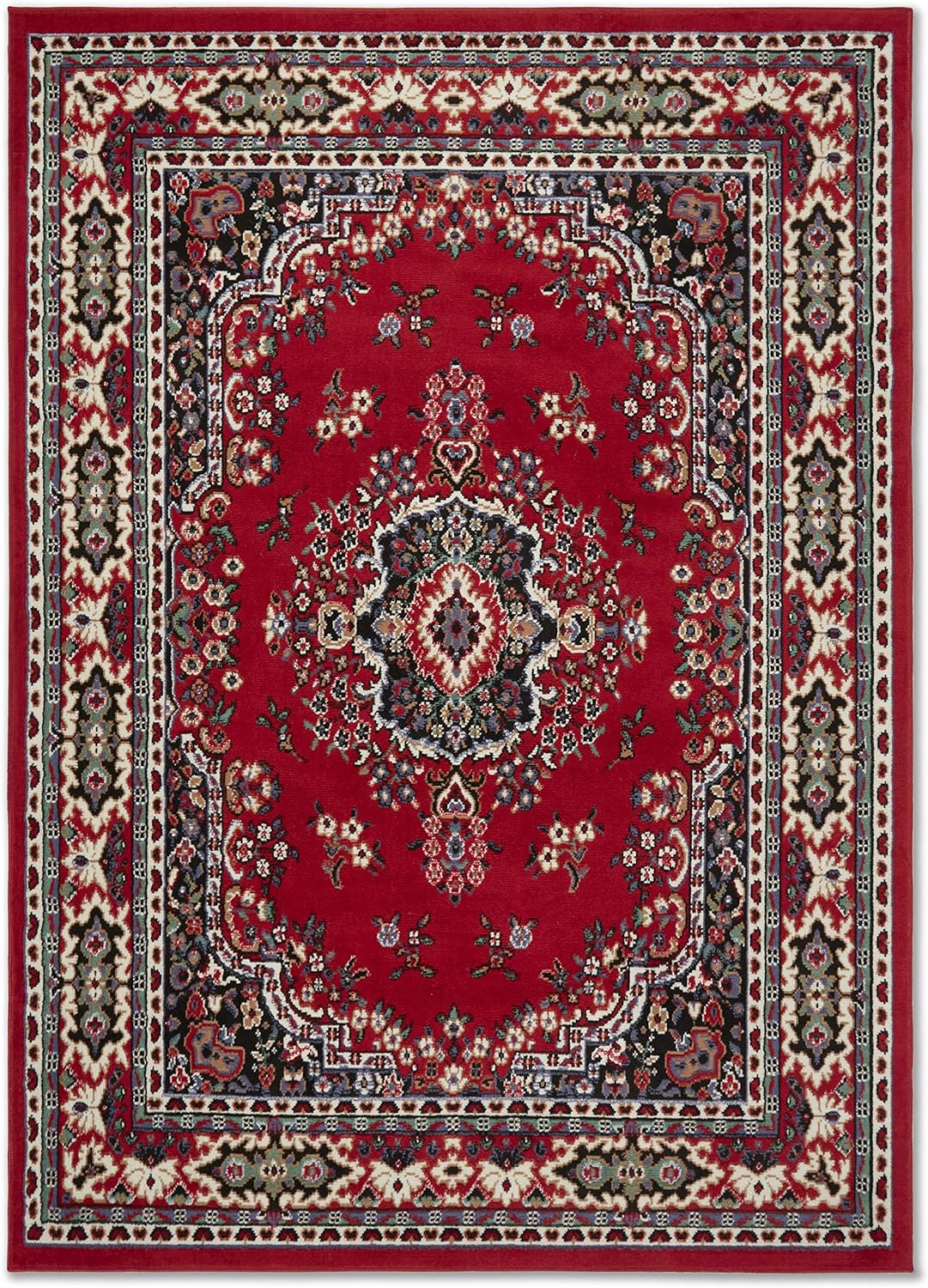 Home Dynamix Premium Sakarya Traditional Medallion Border Area Rug, Claret, 7'8"x10'7" Rectangle