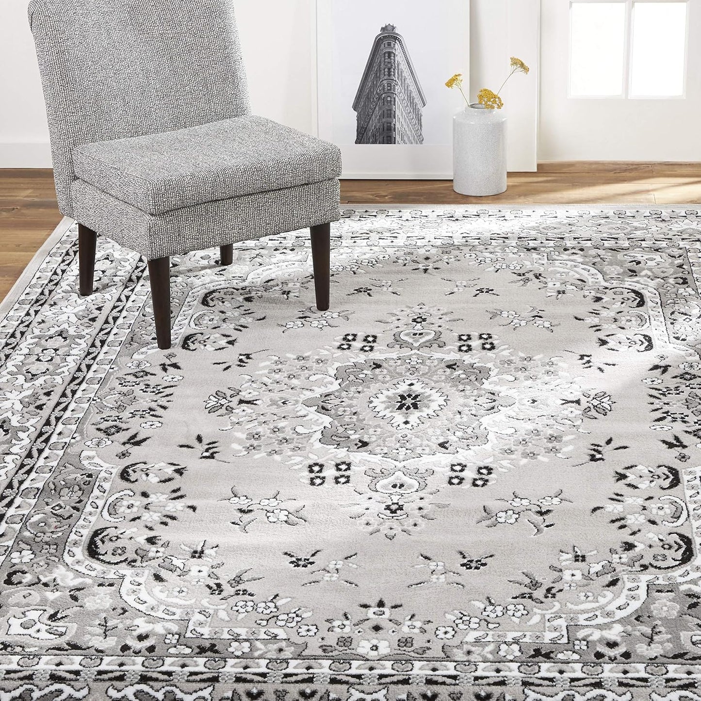 Home Dynamix Premium Sakarya Traditional Medallion Border Area Rug, Claret, 7'8"x10'7" Rectangle