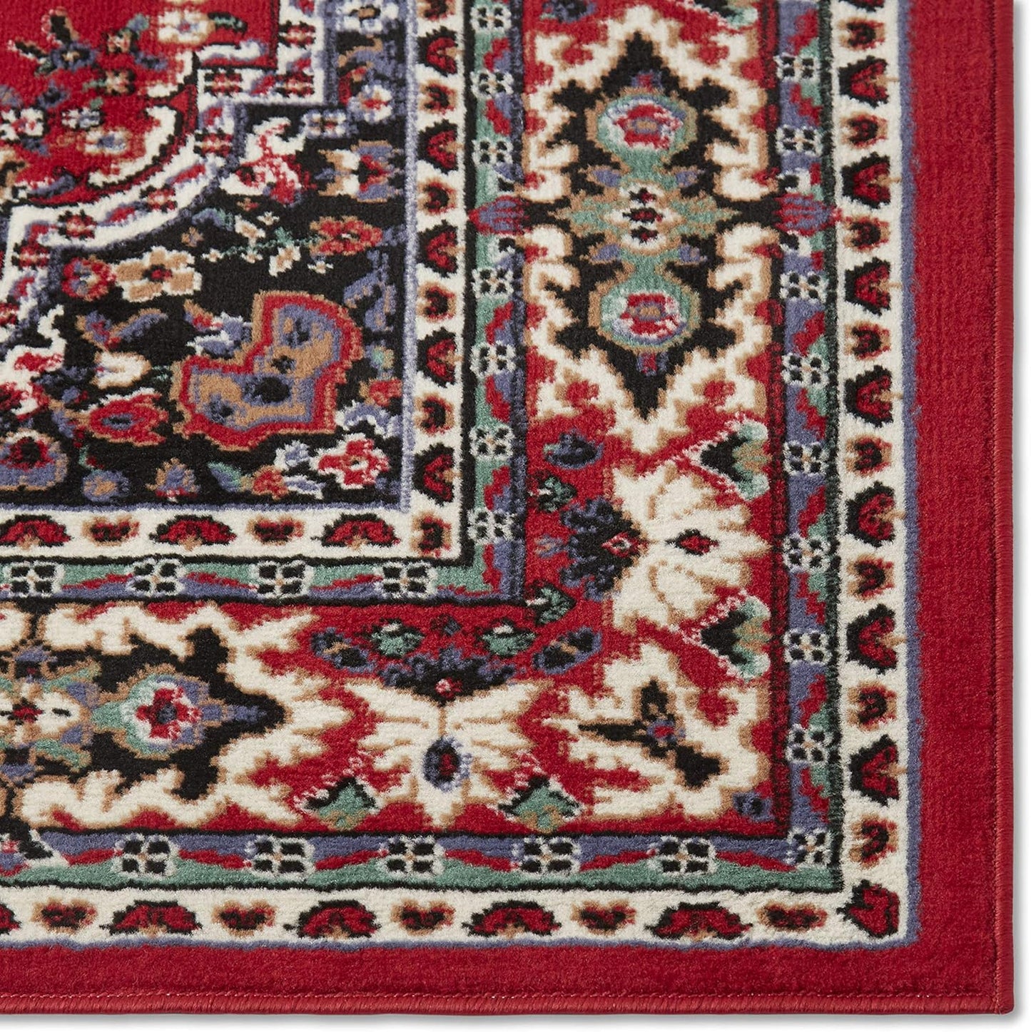 Home Dynamix Premium Sakarya Traditional Medallion Border Area Rug, Claret, 7'8"x10'7" Rectangle