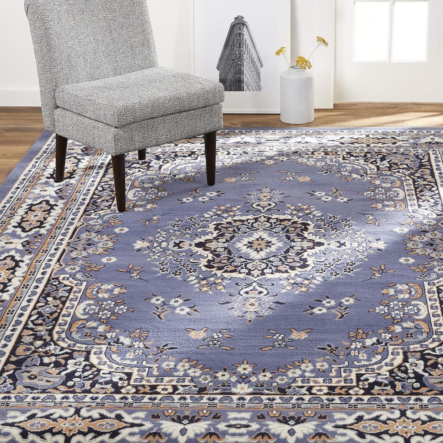 Home Dynamix Premium Sakarya Traditional Medallion Border Area Rug, Claret, 7'8"x10'7" Rectangle
