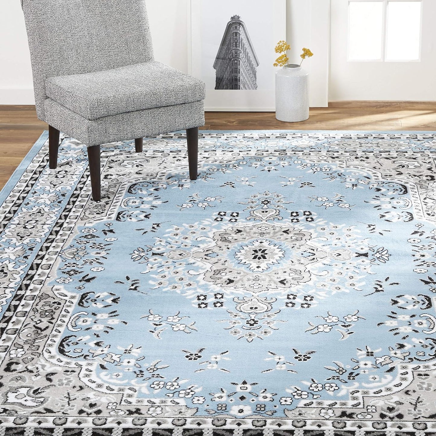 Home Dynamix Premium Sakarya Traditional Medallion Border Area Rug, Claret, 7'8"x10'7" Rectangle