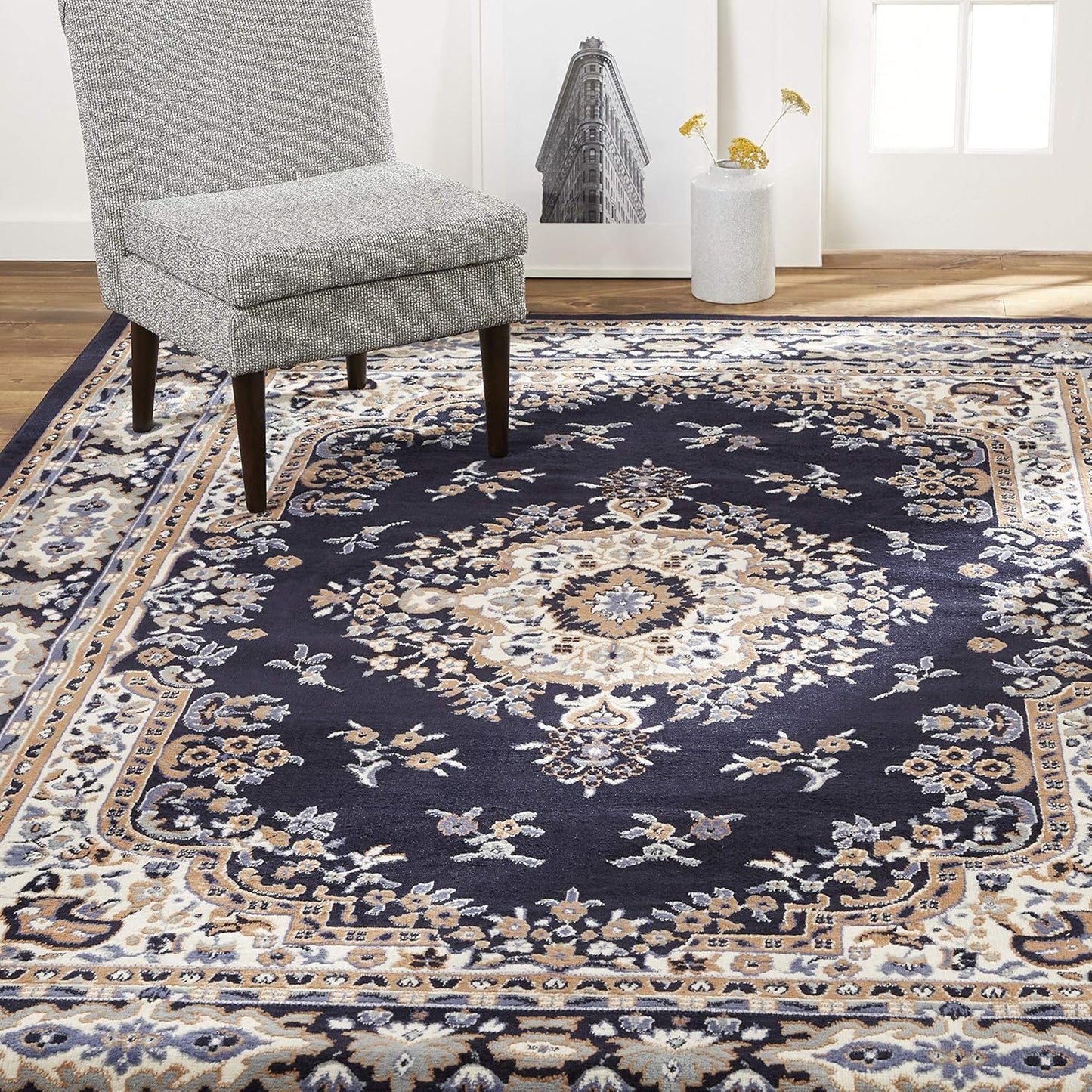 Home Dynamix Premium Sakarya Traditional Medallion Border Area Rug, Claret, 7'8"x10'7" Rectangle